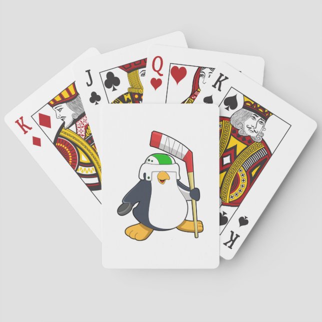 Pinguin beim Eishockey mit Eishockeyschläger Spielkarten (Rückseite)