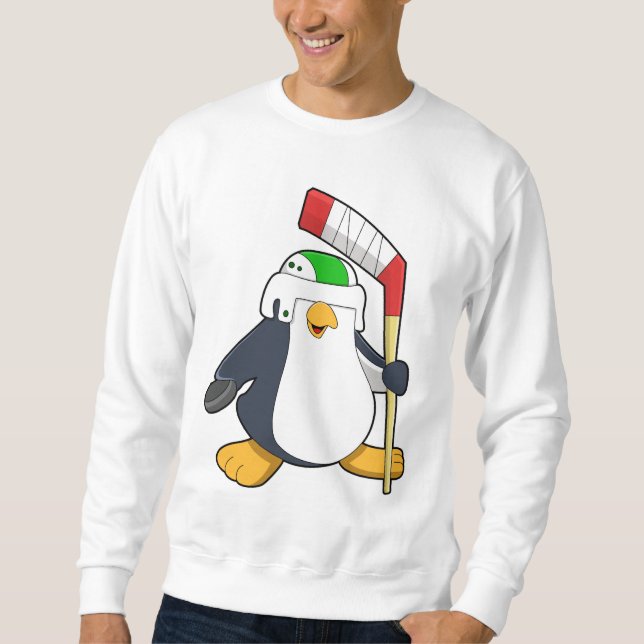 Pinguin beim Eishockey mit Eishockeyschläger Sweatshirt (Vorderseite)