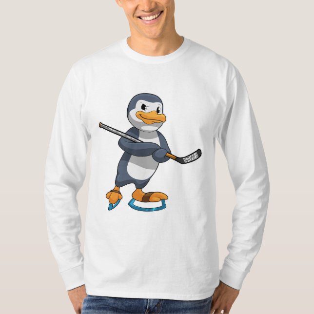 Pinguin beim Eishockey mit Eishockeyschläger T-Shirt (Vorderseite)