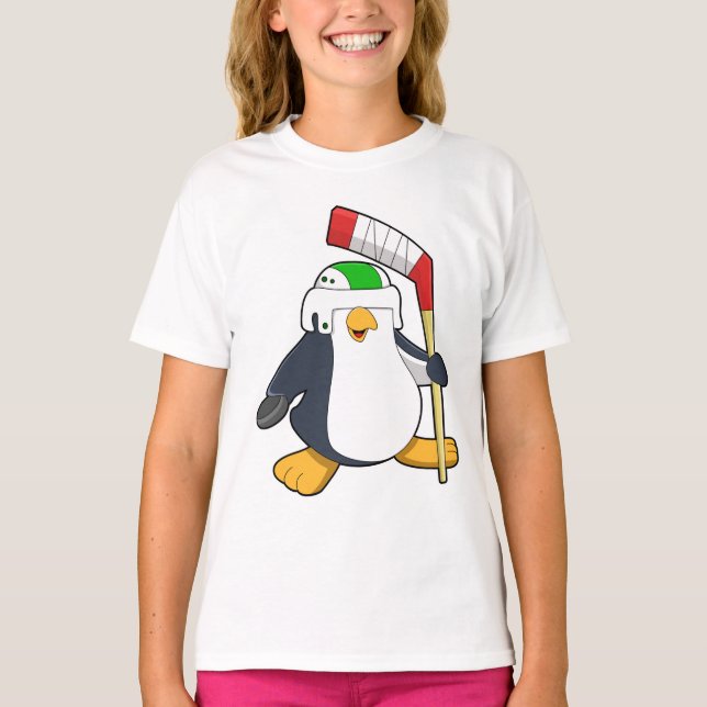 Pinguin beim Eishockey mit Eishockeyschläger T-Shirt (Vorderseite)