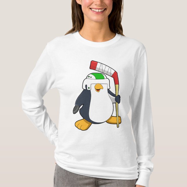Pinguin beim Eishockey mit Eishockeyschläger T-Shirt (Vorderseite)