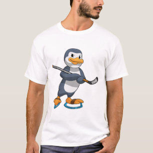 Pinguin beim Eishockey mit Eishockeyschläger T-Shirt