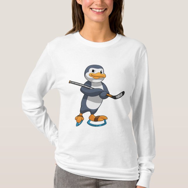 Pinguin beim Eishockey mit Eishockeyschläger T-Shirt (Vorderseite)