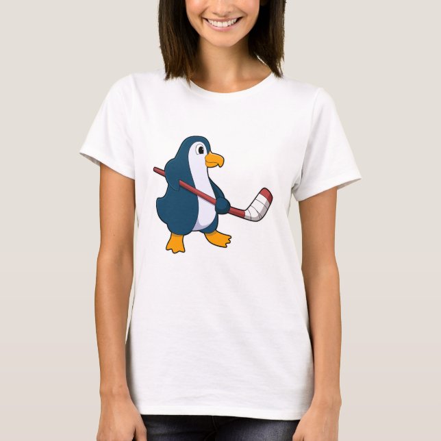Pinguin beim Eishockey mit Eishockeyschläger T-Shirt (Vorderseite)