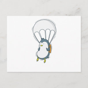 Pinguin beim Fallschirmspringen mit Fallschirm Postkarte