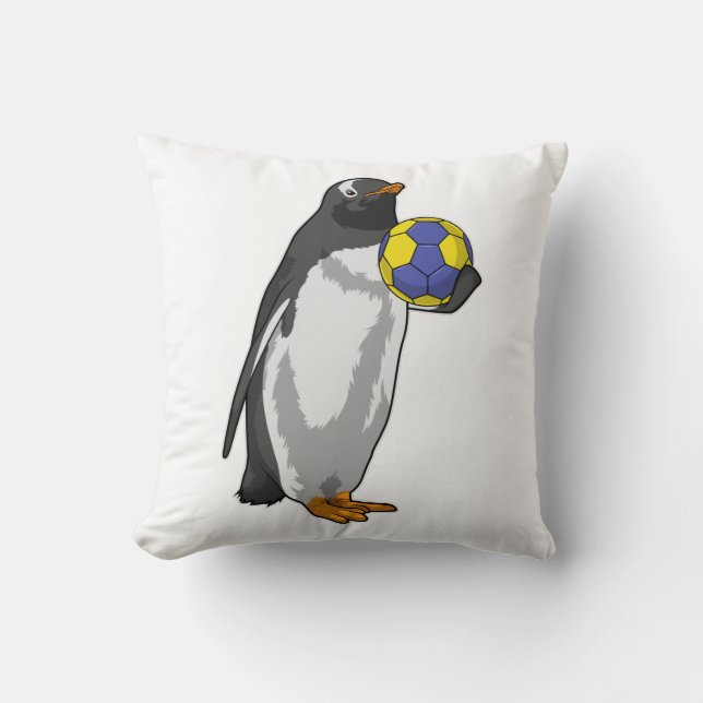 Pinguin beim Handball Sports Kissen (Vorderseite)