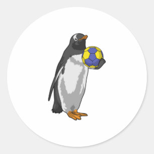 Pinguin beim Handball Sports Runder Aufkleber