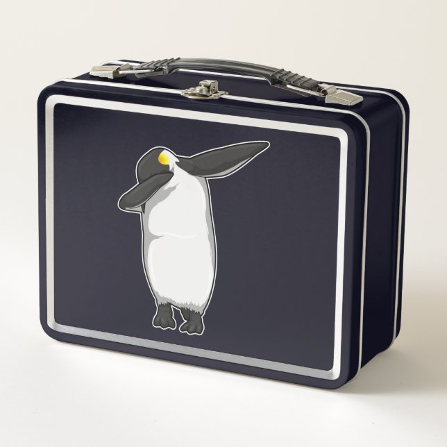 Pinguin beim Hip Hop Dance Dab Metall Brotdose (Vorderseite)