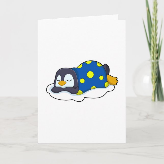 Pinguin beim Schlafen mit Blanket Karte (Vorderseite)