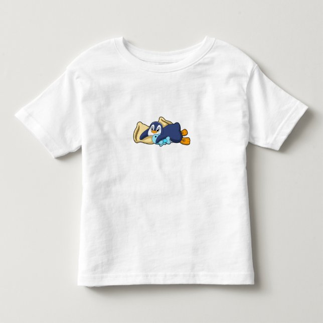 Pinguin beim Schlafen mit Kissen Kleinkind T-shirt (Vorderseite)