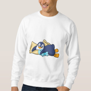 Pinguin beim Schlafen mit Kissen Sweatshirt