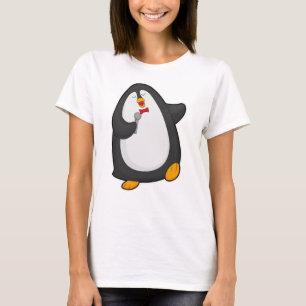 Pinguin beim Singen mit Mikrofon und Krawatte T-Shirt