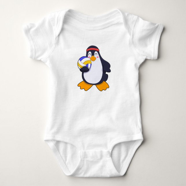 Pinguin beim Volleyball-Sport Baby Strampler (Vorderseite)