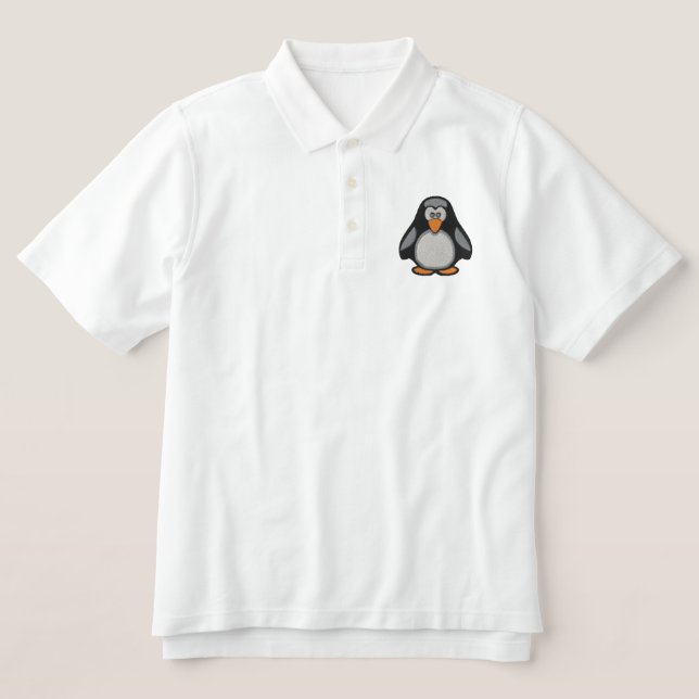 Pinguin bestickt auf Polo-Shirt (Design Vorderseite)