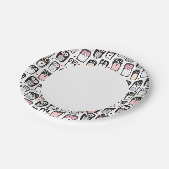 Pinguin-Bild Pappteller (Schrägansicht)