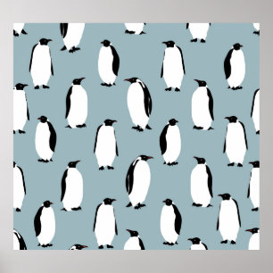 Pinguin Bird Animal Niedlich Pattern Poster