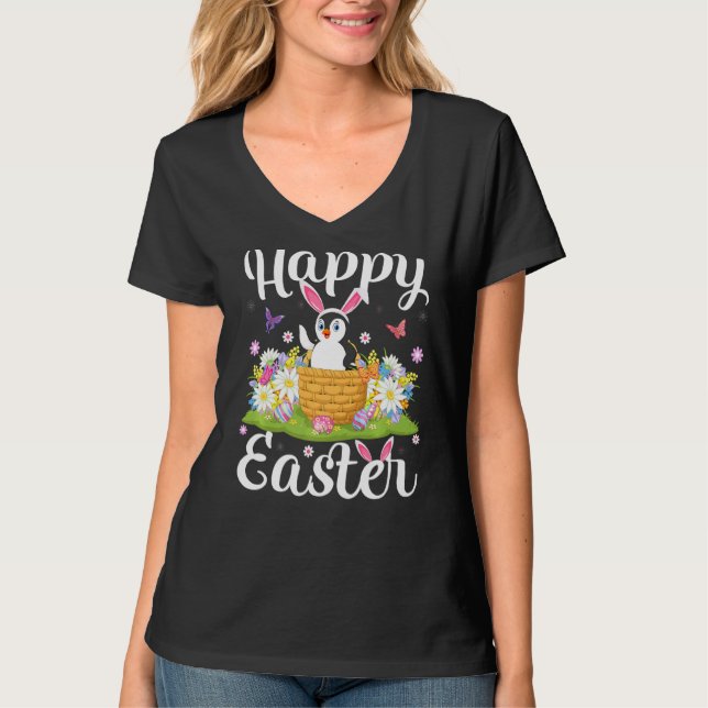 Pinguin Bird Oaster Egg Jagd Floral Pinguin Eas T-Shirt (Vorderseite)