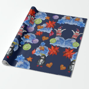 Pinguin Birds Wrapping Paper Geschenkpapier