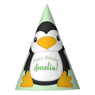 Pinguin Birthday Party Green Partyhütchen