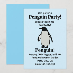 Pinguin Bitte Lehre Mich Fliegen Lustiger Pinguin Einladung