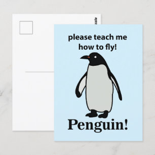 Pinguin bitte lehre mich, wie man den sonnigen Pin Postkarte