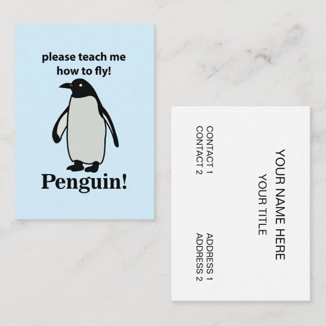Pinguin bitte lehre mich, wie man den sonnigen Pin Visitenkarte (Vorne/Hinten)