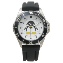 Pinguin Black Rubber Strap Watch