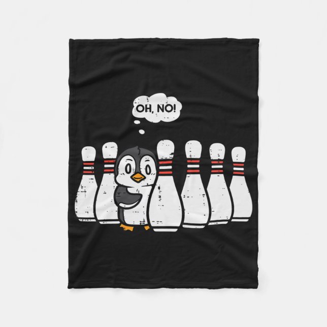Pinguin Bowling Buttone Oh No Funny Bowler Player  Fleecedecke (Vorderseite)
