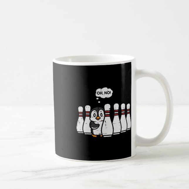 Pinguin Bowling Buttone Oh No Funny Bowler Player  Kaffeetasse (Rechts)