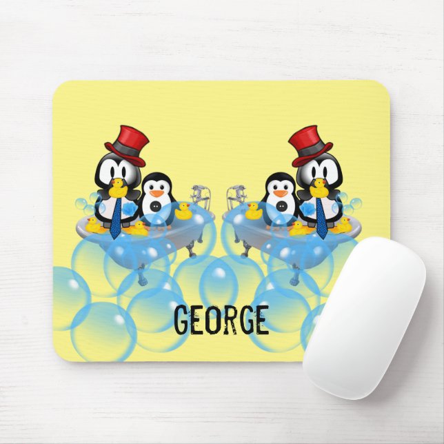 Pinguin Bubble Bath Mouse Pad! Mousepad (Mit Mouse)