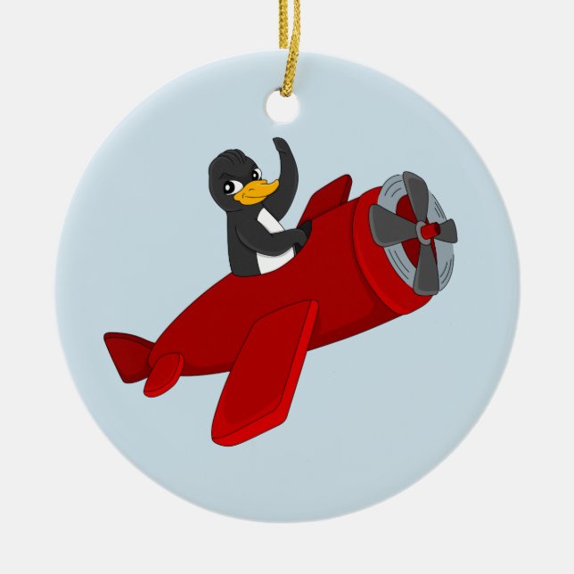 Pinguin-Cartoon Keramik Ornament (Vorne)