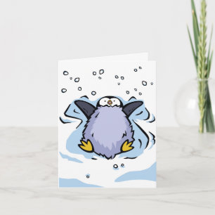 Pinguin Chick Snow Angel Grußkarte Karte