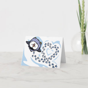 Pinguin Chick Snowprints Grußkarte Karte