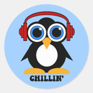Pinguin Chillin Runder Aufkleber