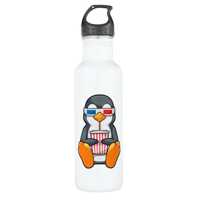Pinguin Cinema Brille Trinktasse Edelstahlflasche (Vorderseite)