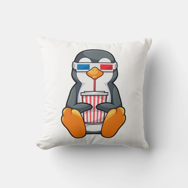 Pinguin Cinema Brille Trinktasse Kissen (Vorderseite)