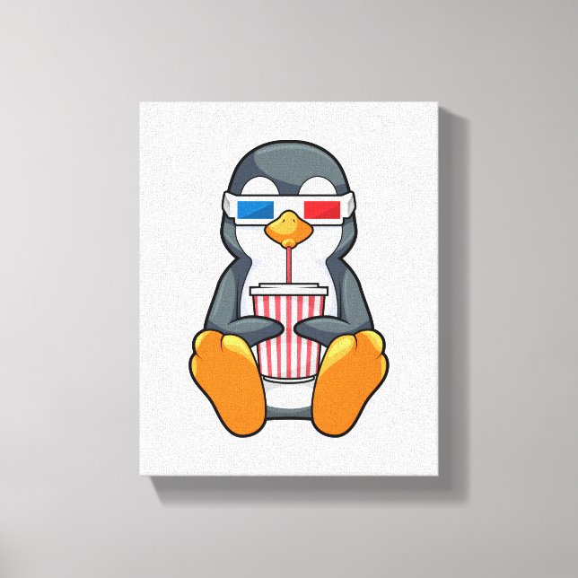 Pinguin Cinema Brille Trinktasse Leinwanddruck (Vorderseite)