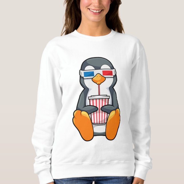 Pinguin Cinema Brille Trinktasse Sweatshirt (Vorderseite)