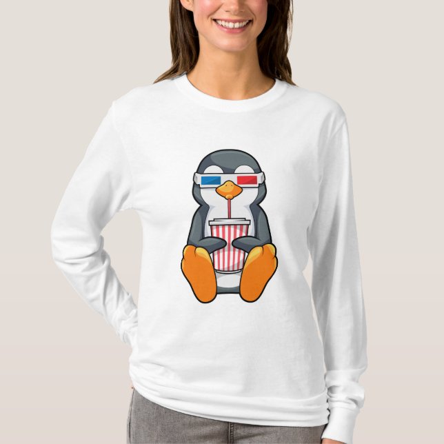 Pinguin Cinema Brille Trinktasse T-Shirt (Vorderseite)