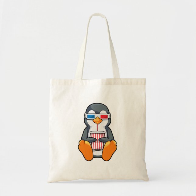 Pinguin Cinema Brille Trinktasse Tragetasche (Vorne)