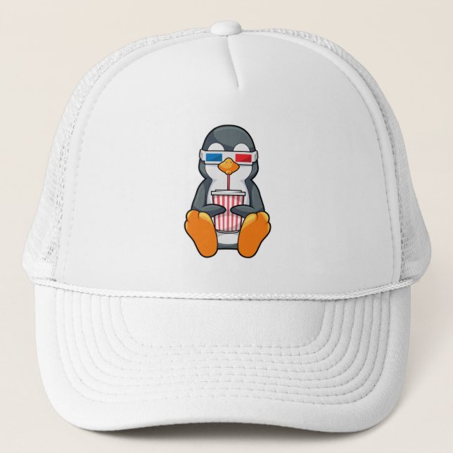 Pinguin Cinema Brille Trinktasse Truckerkappe (Vorderseite)