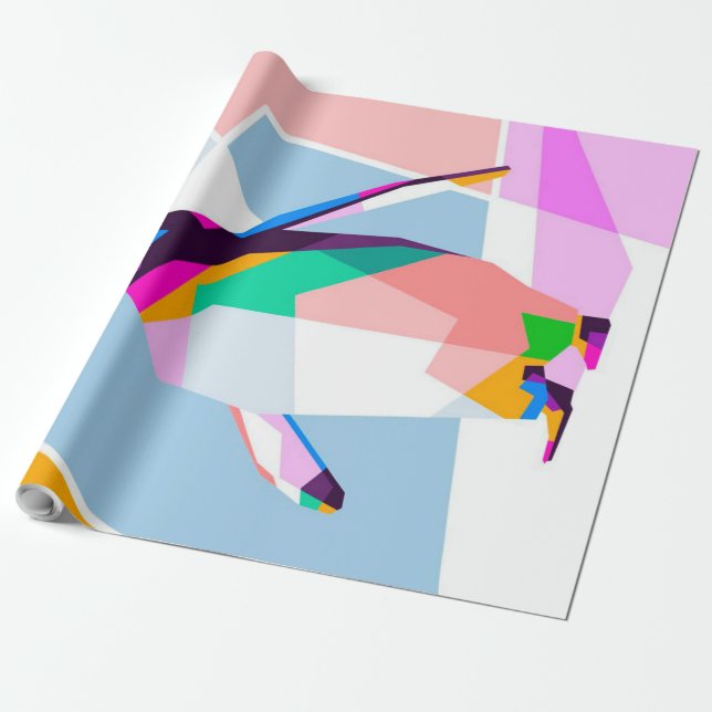 Pinguin Color Geometric | Kunstgeschenk Geschenkpapier (Ungerollt)