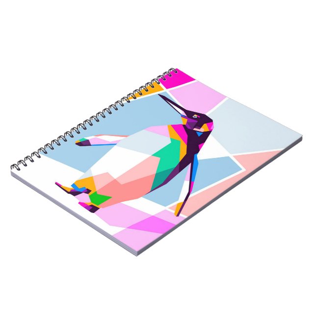 Pinguin Color Geometric | Kunstgeschenk Notizblock (Linke Seite)