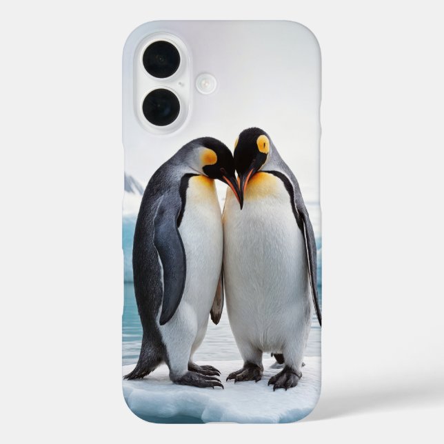 Pinguin Couple auf einem Eisberg iPhone 16 Hülle (Rückseite)