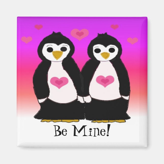 Pinguin Couple mit Niedlichen Herzen Magnet (Vorne)