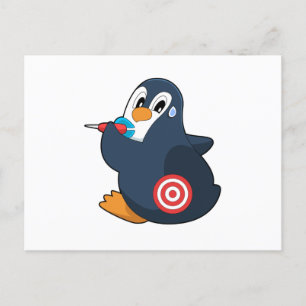 Pinguin Darts Dart Dartboard Postkarte