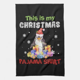 Pinguin das ist mein Weihnachts-Pajama-Shirt Geschirrtuch