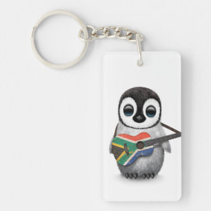 Pinguin, der südafrikanische Flaggen-Gitarre Schlüsselanhänger
