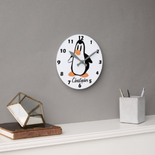 Pinguin-Design personalisiert Runde Wanduhr
