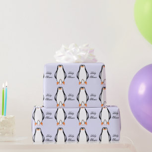 Pinguin Design Personalisierte Babydusche Geschenkpapier